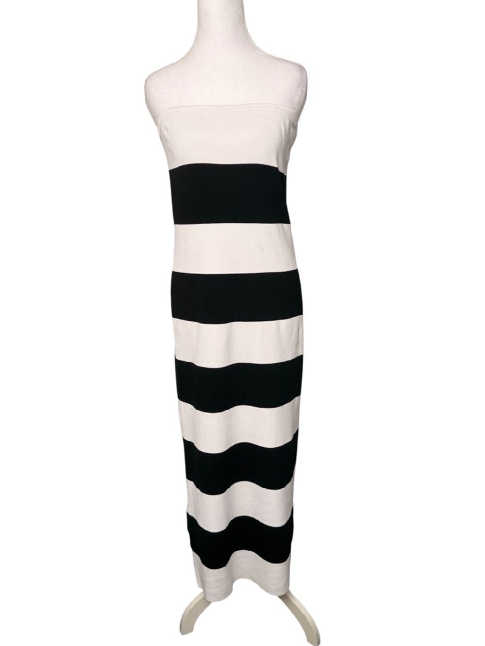 Bar III Strapless Black White Stripe Maxi Dress Size XL NWOT - Picture 2 of 6